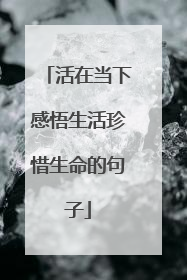 活在当下感悟生活珍惜生命的句子