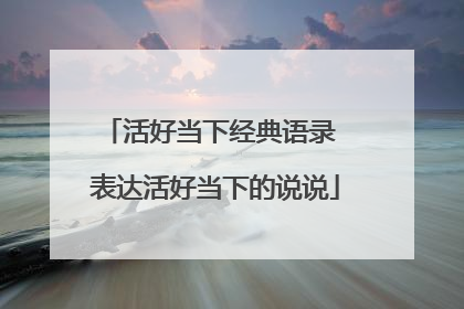 活好当下经典语录 表达活好当下的说说