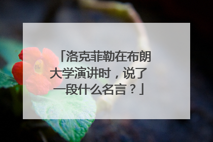 洛克菲勒在布朗大学演讲时，说了一段什么名言？