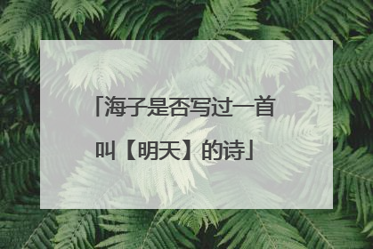 海子是否写过一首叫【明天】的诗