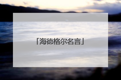 海德格尔名言