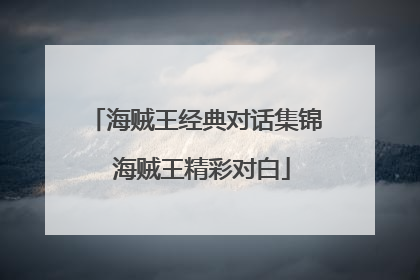 海贼王经典对话集锦 海贼王精彩对白