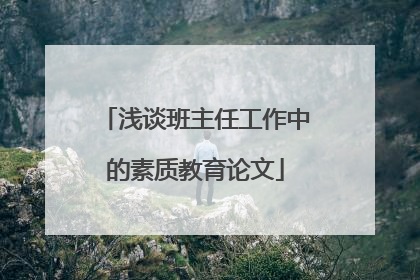 浅谈班主任工作中的素质教育论文