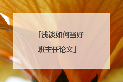 浅谈如何当好班主任论文
