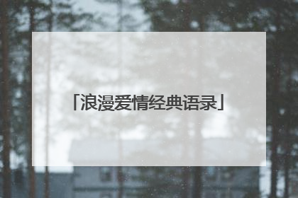 浪漫爱情经典语录
