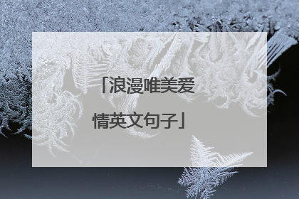 浪漫唯美爱情英文句子