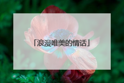 浪漫唯美的情话