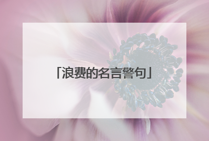 浪费的名言警句