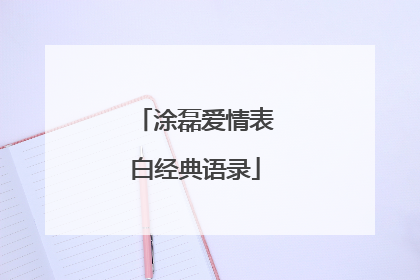 涂磊爱情表白经典语录