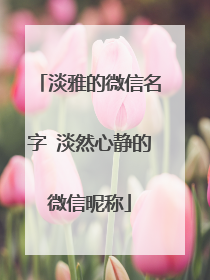 淡雅的微信名字 淡然心静的微信昵称