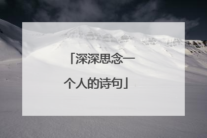 深深思念一个人的诗句