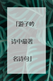 游子吟诗中最著名诗句