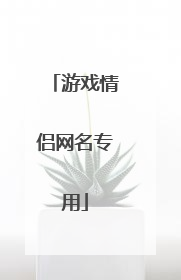 游戏情侣网名专用