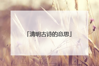 清明古诗的意思