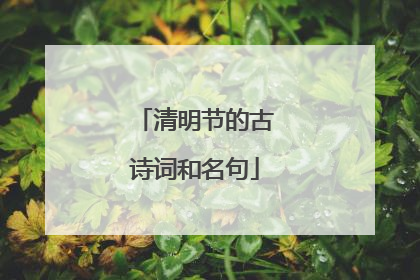 清明节的古诗词和名句