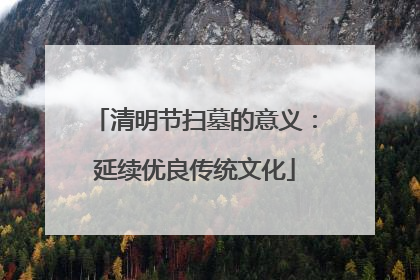 清明节扫墓的意义:延续优良传统文化