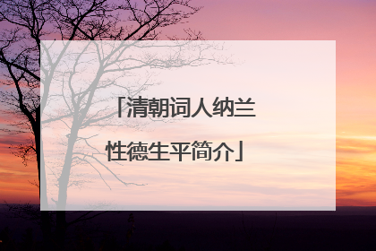 清朝词人纳兰性德生平简介