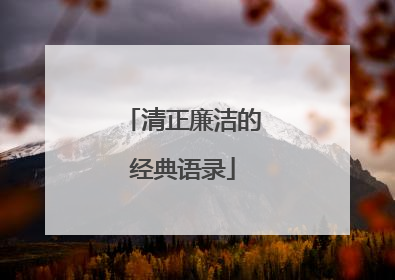 清正廉洁的经典语录