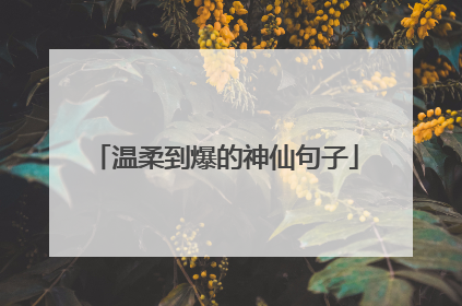 温柔到爆的神仙句子