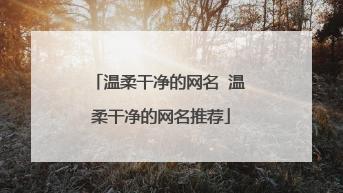 温柔干净的网名 温柔干净的网名推荐