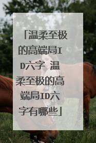 温柔至极的高端局ID六字 温柔至极的高端局ID六字有哪些