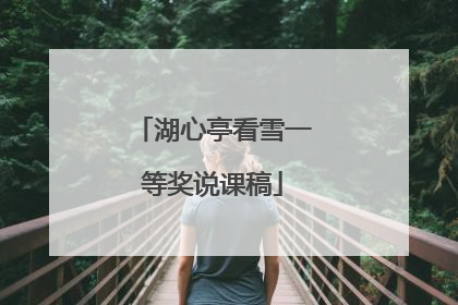 湖心亭看雪一等奖说课稿