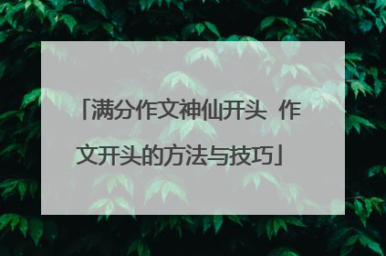 满分作文神仙开头 作文开头的方法与技巧
