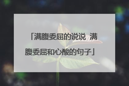 满腹委屈的说说 满腹委屈和心酸的句子