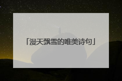 漫天飘雪的唯美诗句