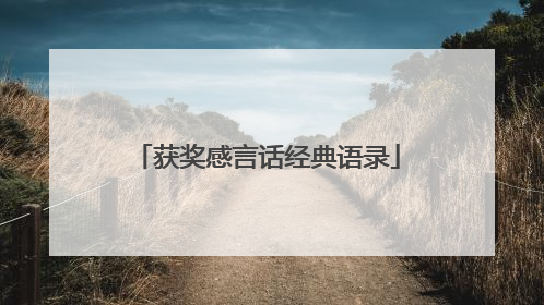 获奖感言话经典语录