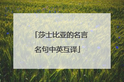 莎士比亚的名言名句中英互译