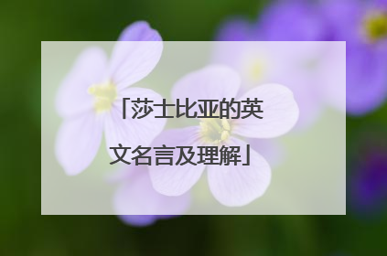 莎士比亚的英文名言及理解