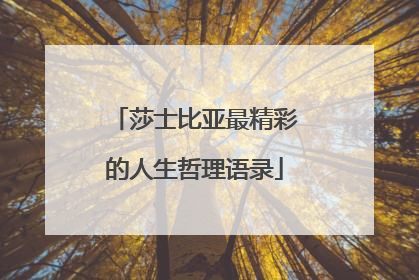 莎士比亚最精彩的人生哲理语录