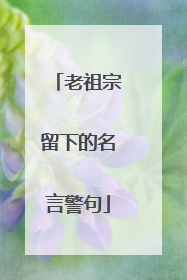老祖宗留下的名言警句