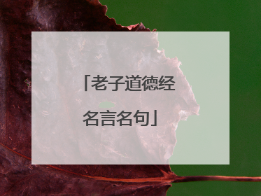 老子道德经名言名句