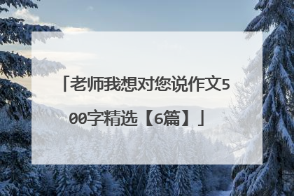 老师我想对您说作文500字精选【6篇】