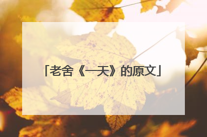 老舍《一天》的原文