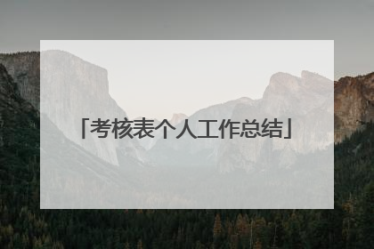 考核表个人工作总结