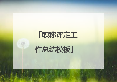 职称评定工作总结模板