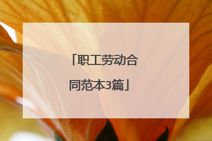 职工劳动合同范本3篇