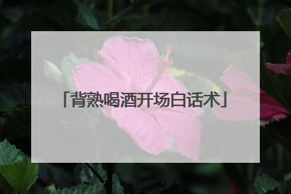 背熟喝酒开场白话术