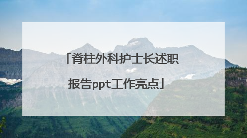 脊柱外科护士长述职报告ppt工作亮点
