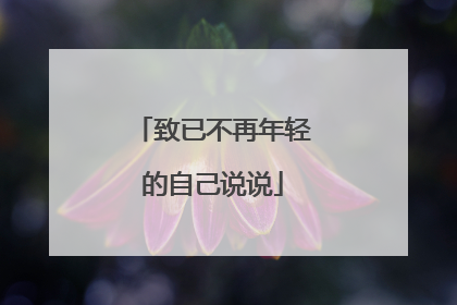 致已不再年轻的自己说说