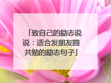 致自己的励志说说:适合发朋友圈共勉的励志句子