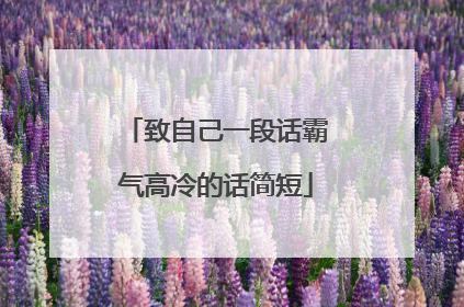 致自己一段话霸气高冷的话简短