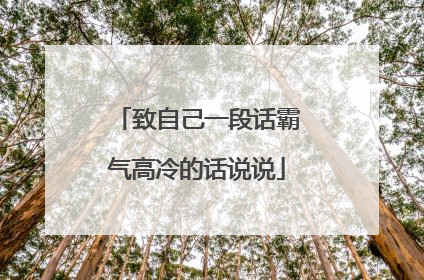 致自己一段话霸气高冷的话说说
