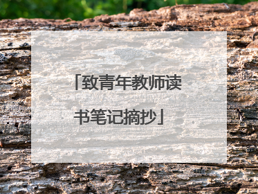 致青年教师读书笔记摘抄