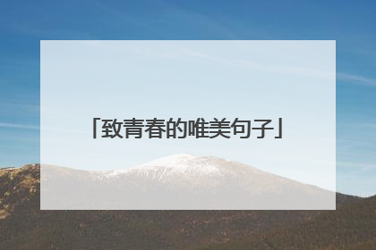致青春的唯美句子