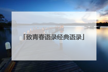 致青春语录经典语录