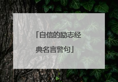 自信的励志经典名言警句